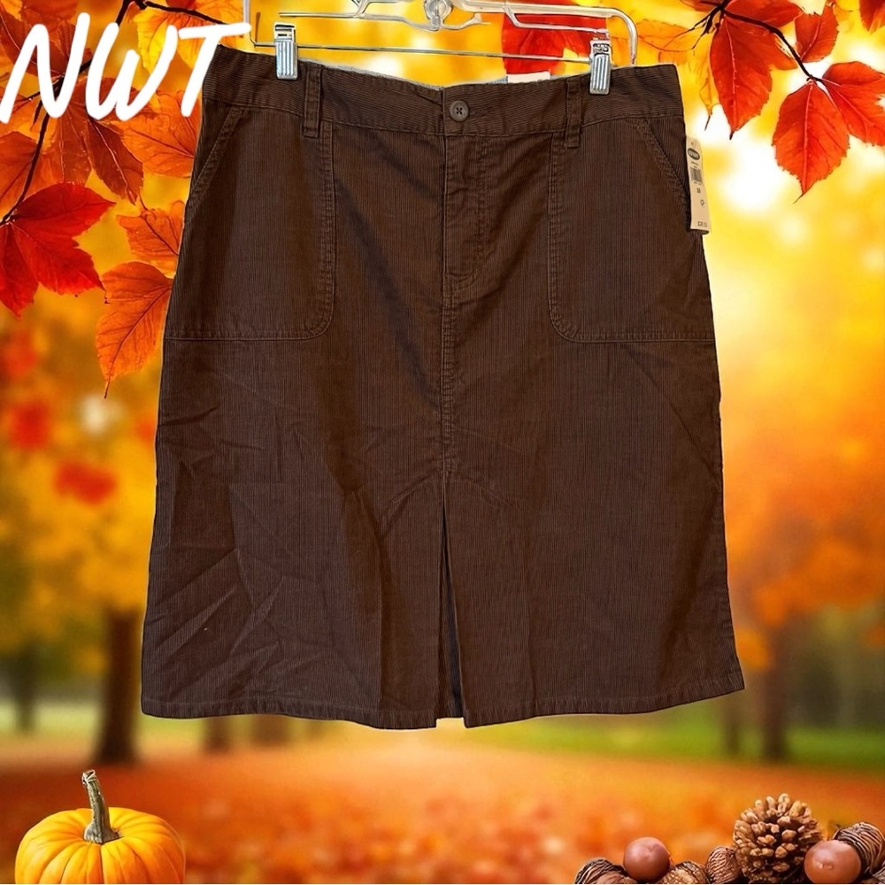 NWT  OLD NAVY   CHOCOLATE BROWN CORDUROY SKIRT  SIZE: 10    #W